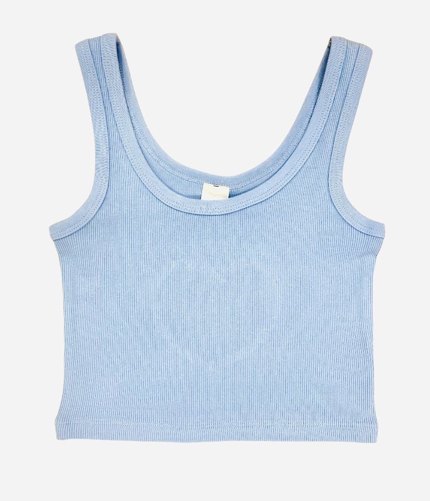 Theme Light Blue Heart Cut Out Tank Top