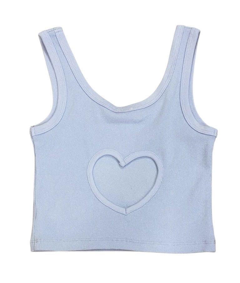 Theme Light Blue Heart Cut Out Tank Top