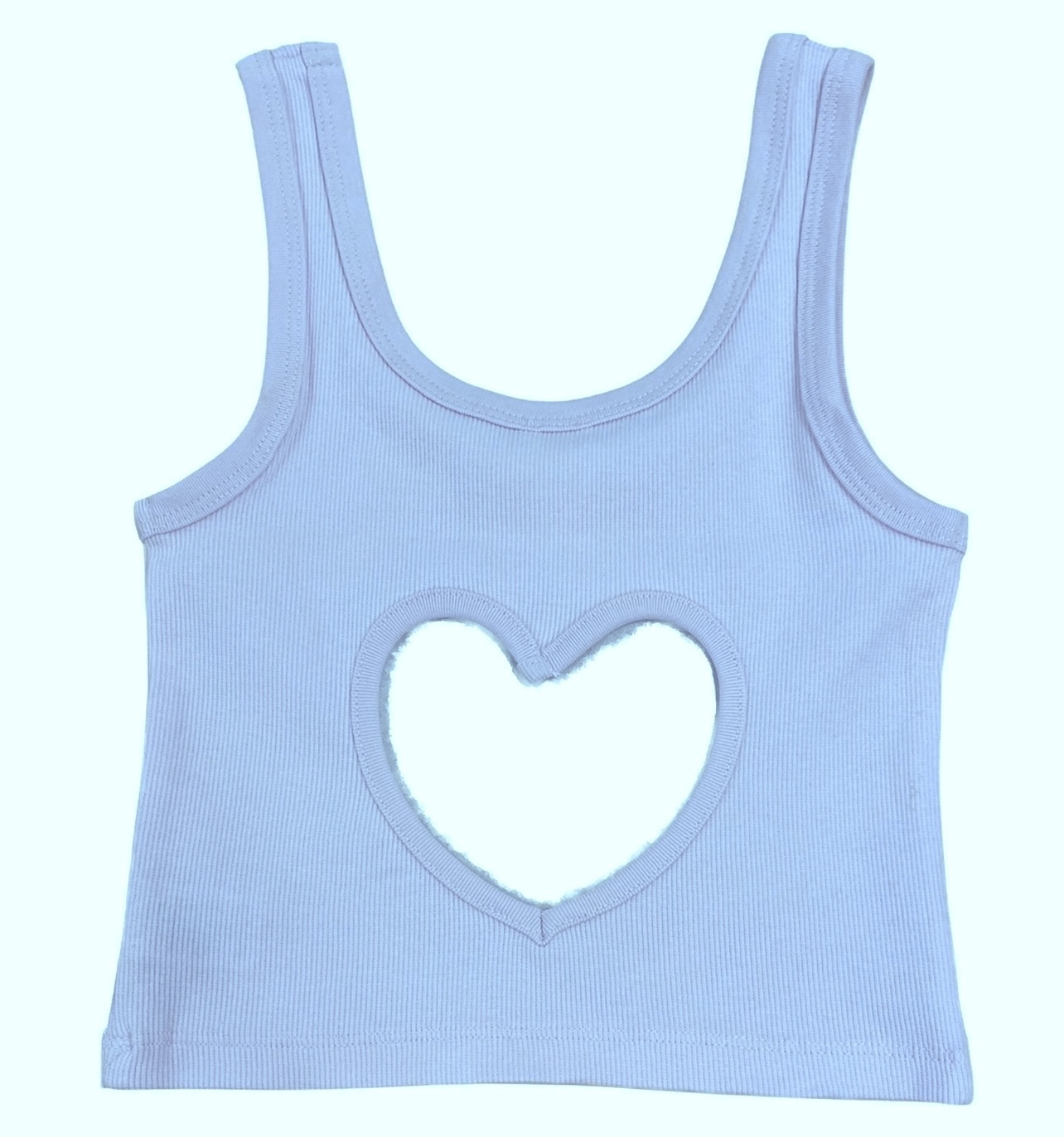 Theme Light Blue Heart Cut Out Tank Top