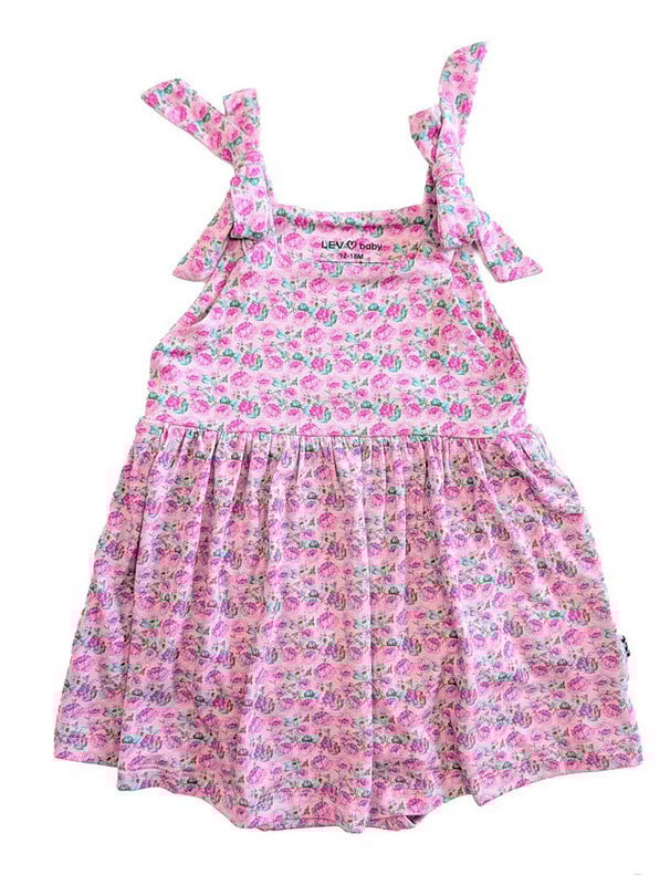 Lev Baby Maya Pink Floral Romper Dress