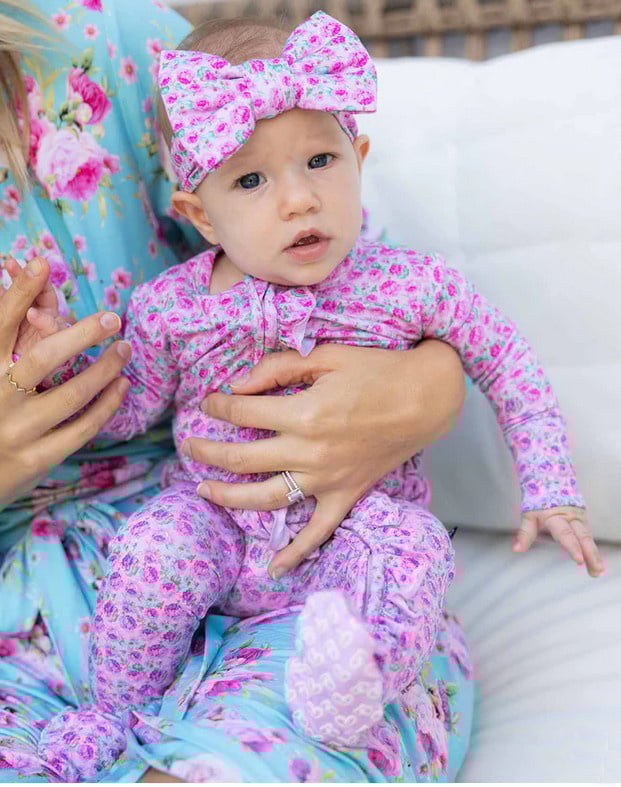 Lev Baby Maya Pink Floral Footie