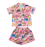 Tweenstyle Camp Stickers Poly/Silk Lounge Short Set
