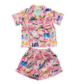 Tweenstyle Camp Stickers Poly/Silk Lounge Short Set