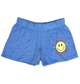 Firehouse Ice Blue Happy Camper Smiley Shorts