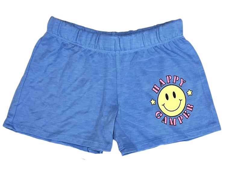 Firehouse Ice Blue Happy Camper Smiley Shorts