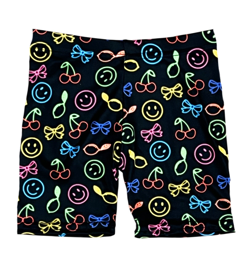 Dori Bright Smiley Bow Cherries Bike Shorts