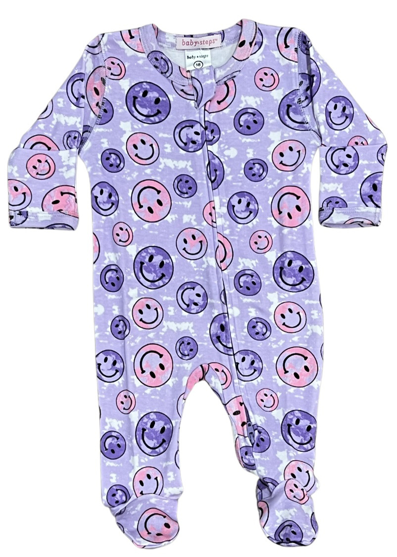Baby Steps Purple TD Smiley Footie
