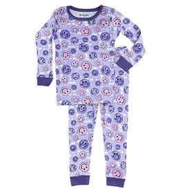 Baby Steps Purple TD Smiley PJ Set