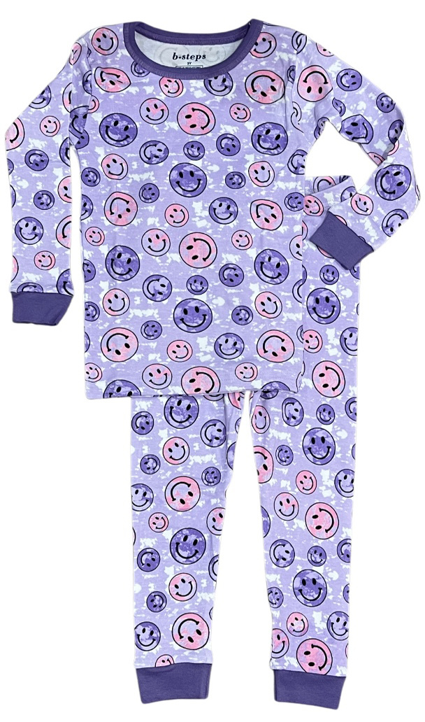 Baby Steps Purple TD Smiley PJ Set