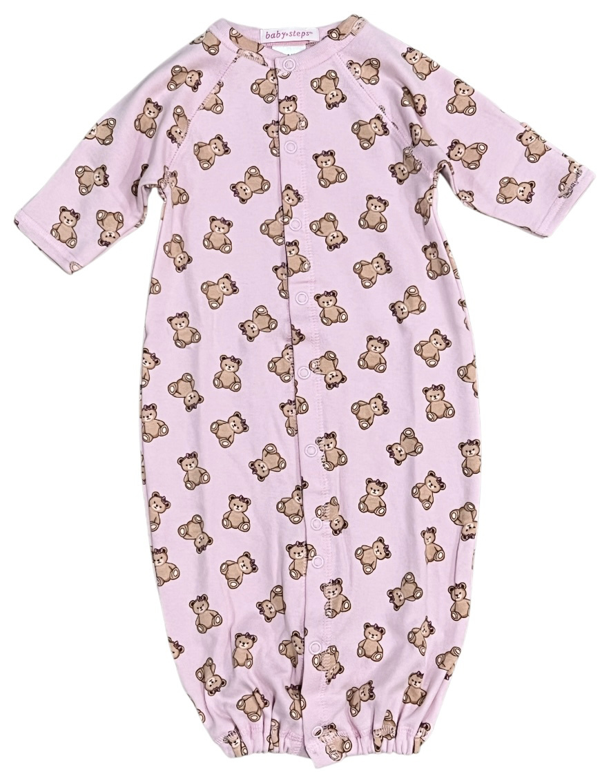 Baby Steps Pink Teddy Bear Conv. Gown