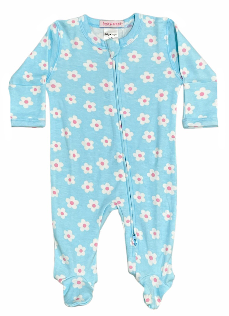 Baby Steps Aqua Daisy Pop Footie