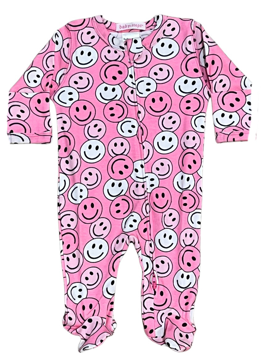 Baby Steps All Pink Smileys Footie