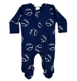 Baby Steps Navy Blue Baseballs Footie