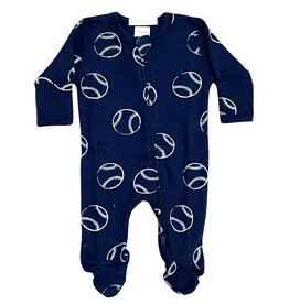 Baby Steps Navy Blue Baseballs Footie