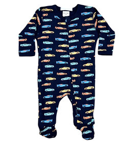 Baby Steps Navy Race Cars Footie