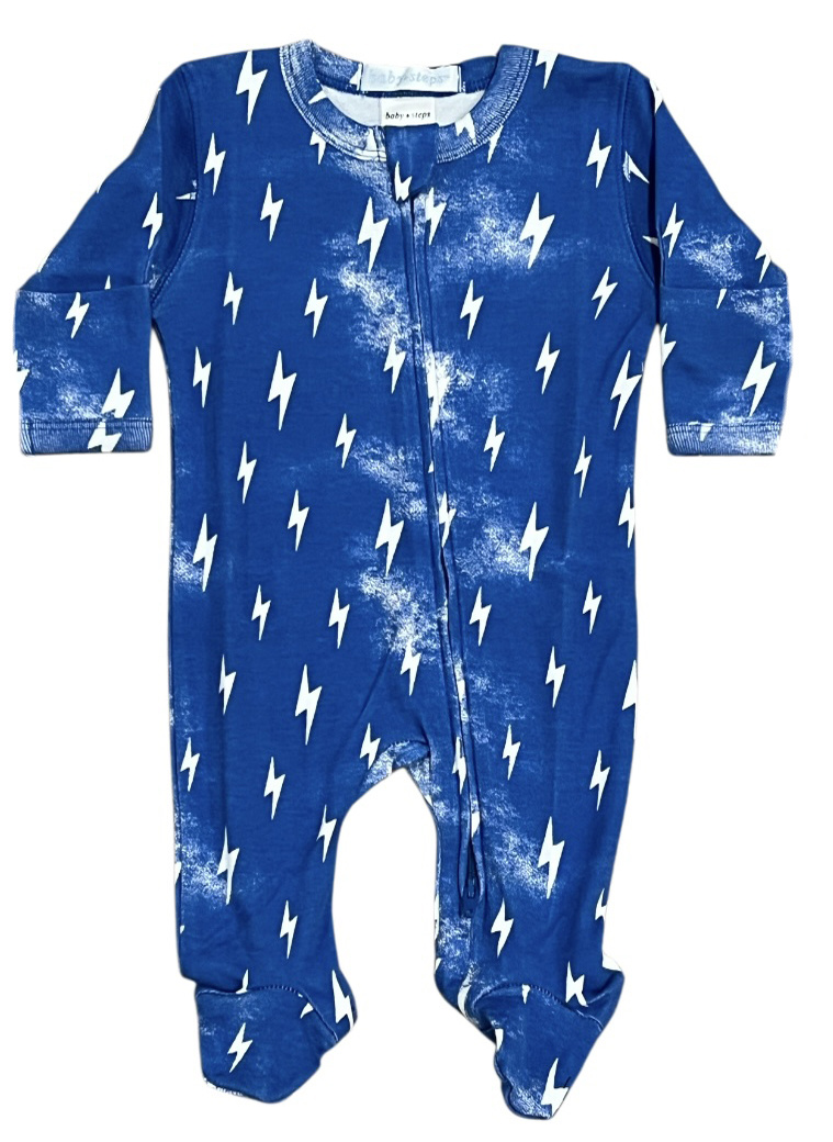 Baby Steps Cobalt Bolts Footie