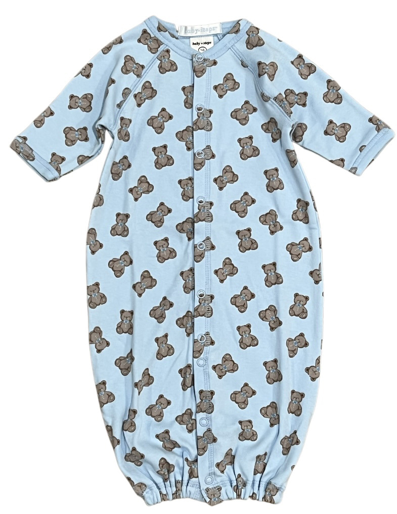 Baby Steps Lt Blue Teddy Bear Conv. Gown