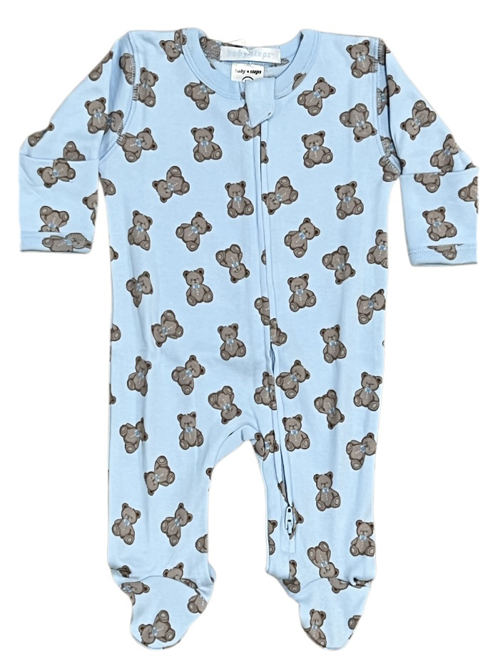 Baby Steps Lt Blue Teddy Bear Footie