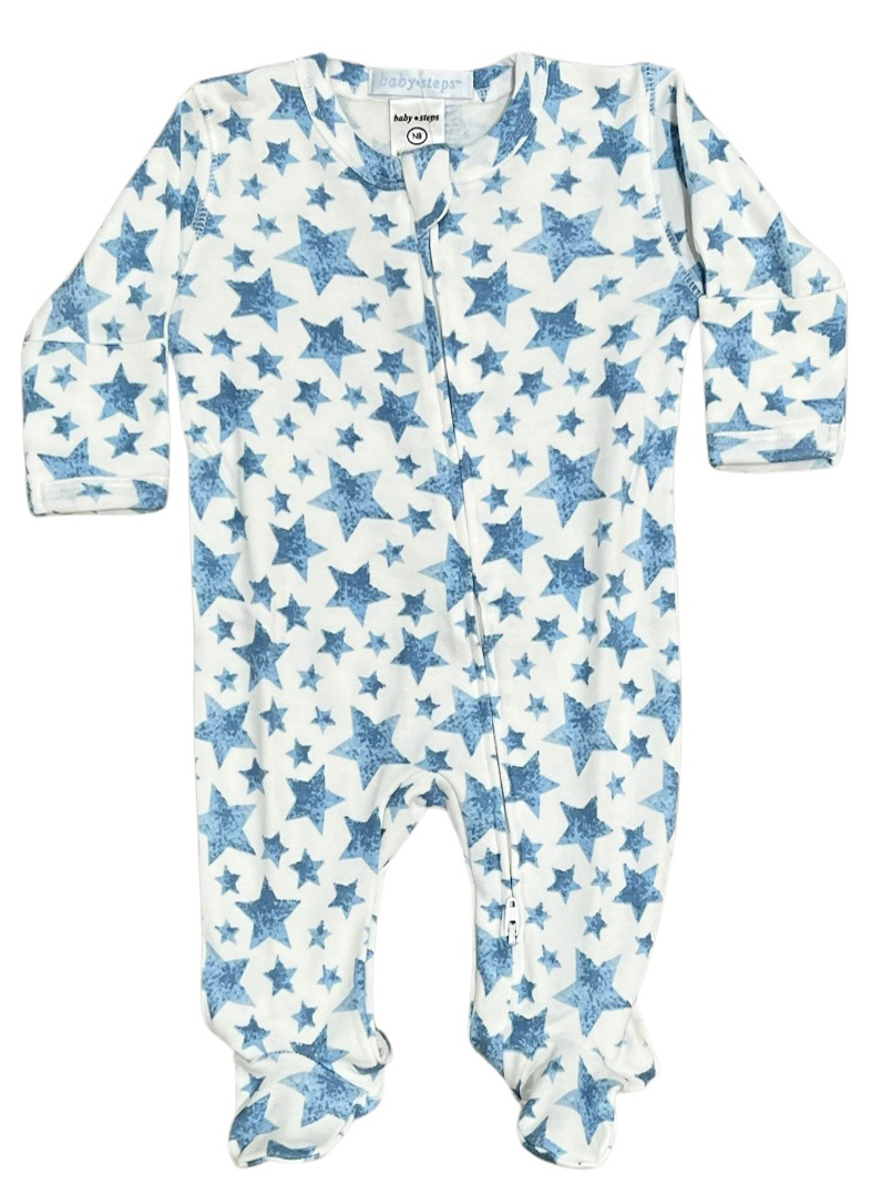 Baby Steps Blue Soft Stars Footie