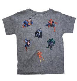 Super Heroes Print Grey SS Tee