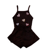 Sofi Black Rhinestone Heart Romper