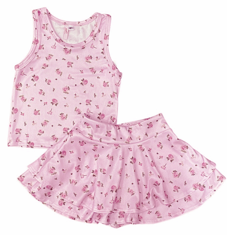 Sofi Pink Floral Infant Skort Set