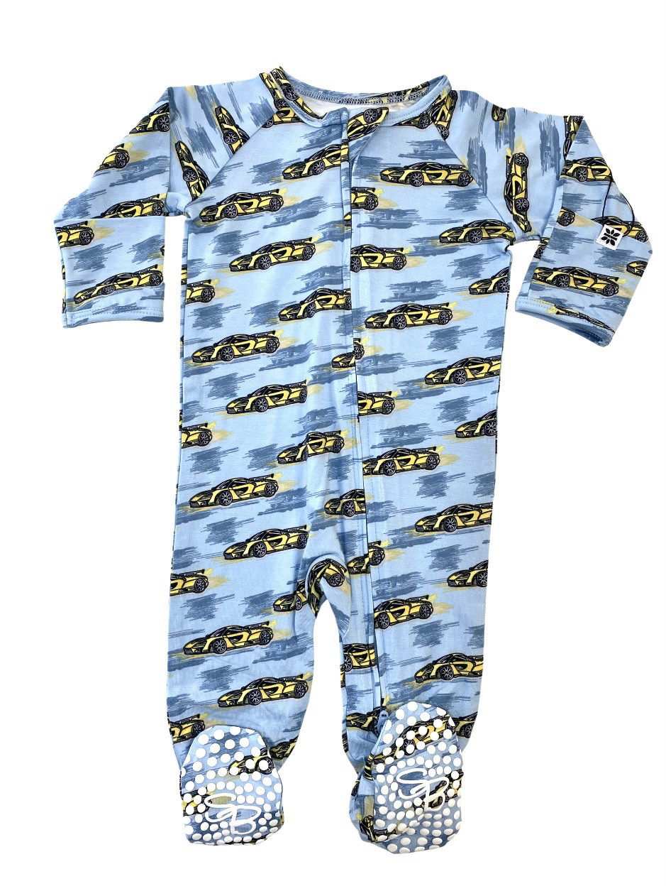 Sweet Bamboo Rev Your Engine Zipper Footie