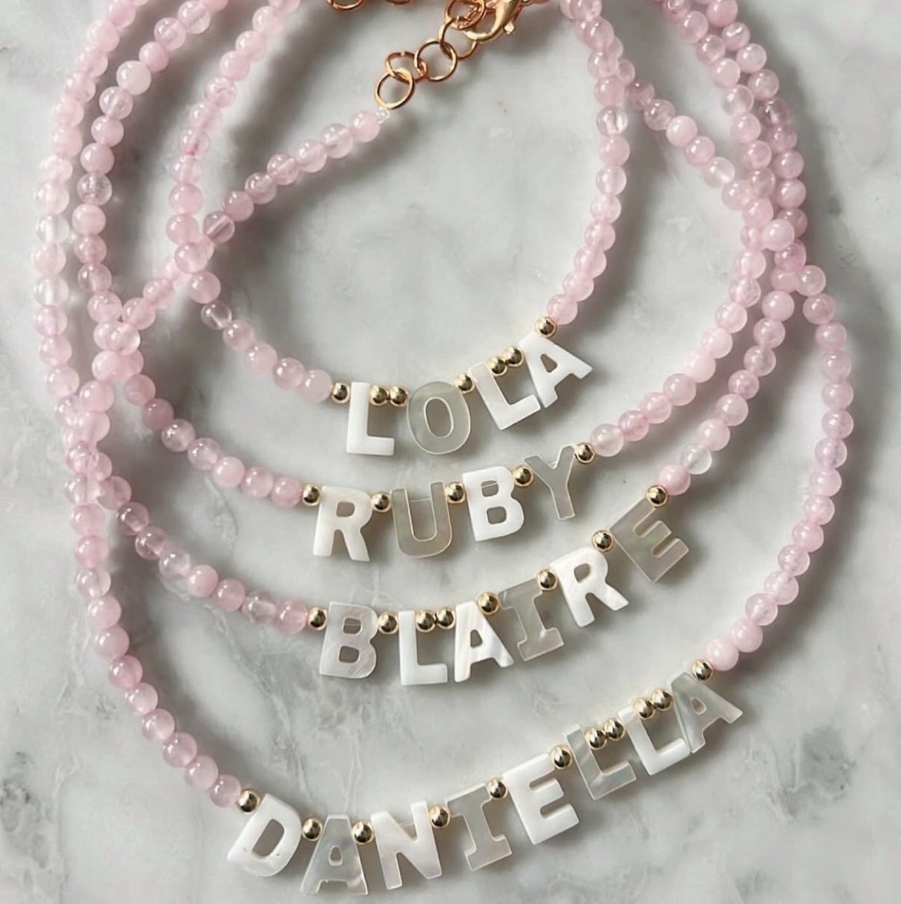 Pink Pearl Personalized Name Necklace