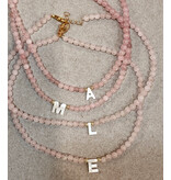 Pink Pearl Personalized Initial Necklace