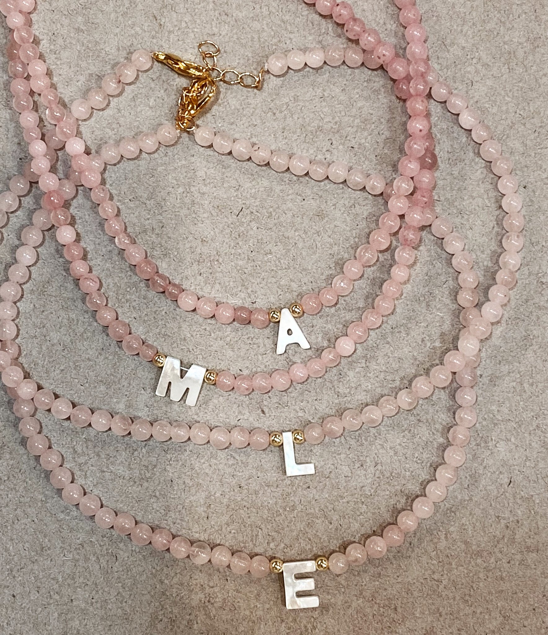 Pink Pearl Personalized Initial Necklace