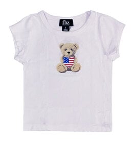 FBZ Bear w Flag Heart Rib SS Tee