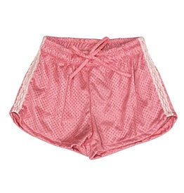 FBZ Lace Trim Pink Mesh Shorts
