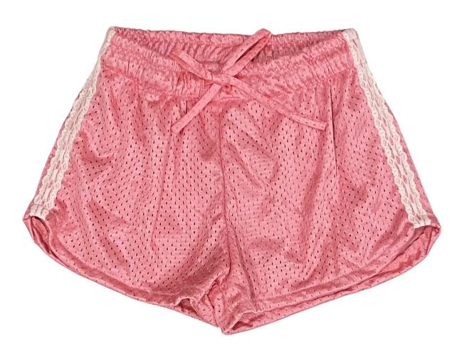 FBZ Lace Trim Pink Mesh Shorts