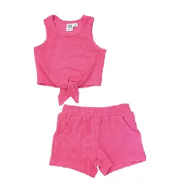 Deux Par Deux Pink Terry Short Set