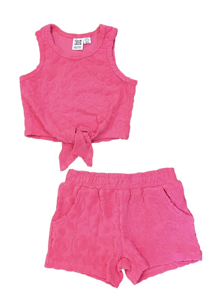 Deux Par Deux Pink Terry Short Set
