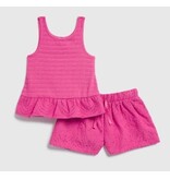 Splendid Hibiscus Smocked Tank Eyelet Shorts Set