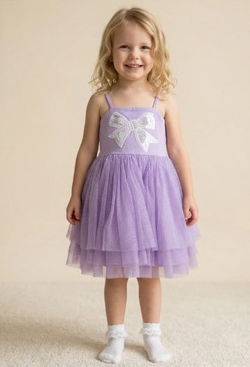 Petite Hailey Lucy Lilac Bow Tutu Dress