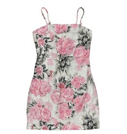 FBZ Pink Floral Stretch Sequin Dress