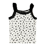FBZ Black /White Floral Lace Trim Tank Top