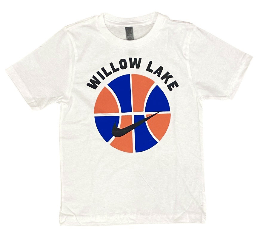 BBall Swoosh Blue Orange Custom Camp Tee