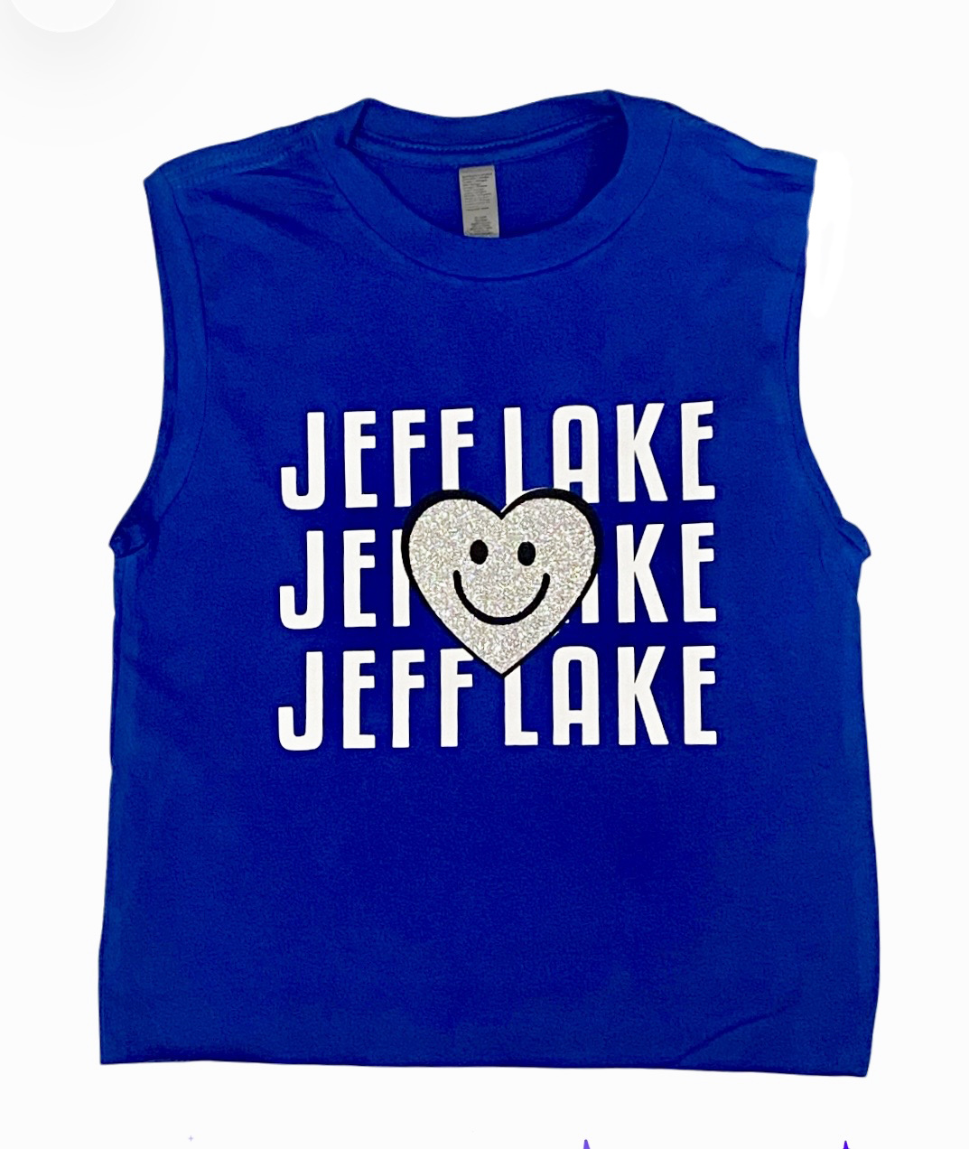 Smiley Heart Silver Glitzy Camp Tee