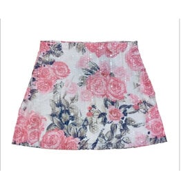 FBZ Pink Floral Stretch Sequin Skirt