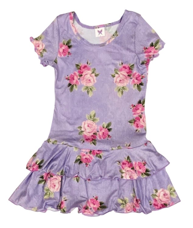 Social Butterfly Lilac Denim Roses SS Dress