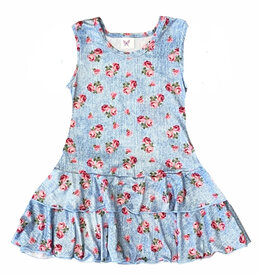 Social Butterfly Denim Roses Tank Dress