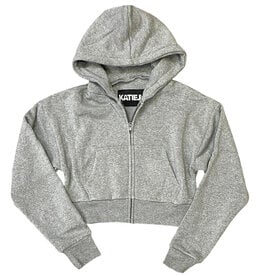 KatieJ NYC Dylan Heather Grey Cropped Zip Hoodie