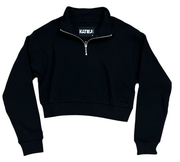 KatieJ NYC Black Dylan 3/4 Zip Sweatshirt