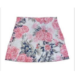 FBZ Pink Floral Stretch Sequin Skirt