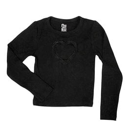 FBZ Heart Embroidery LS Ribbed Top