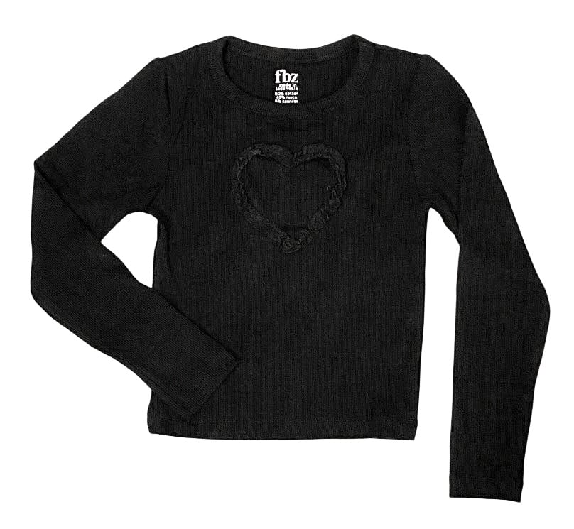 FBZ Heart Embroidery LS Ribbed Top