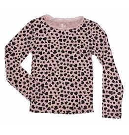 FBZ Pink Leopard Heart Hacci Top